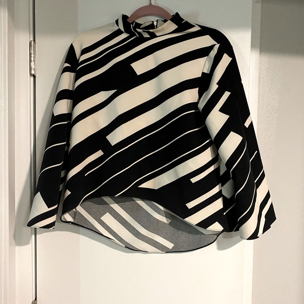 Zara high neck top in Black & white
